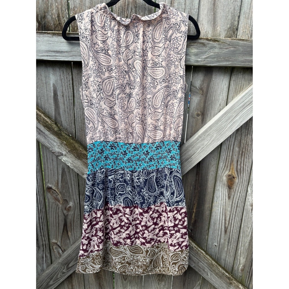 Cabi Paisley Tiered‎ Smocked Waist Mini Dress Sleeveless Boho Multi-Color 5371 M